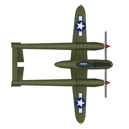 P-38J fighter, seen from above